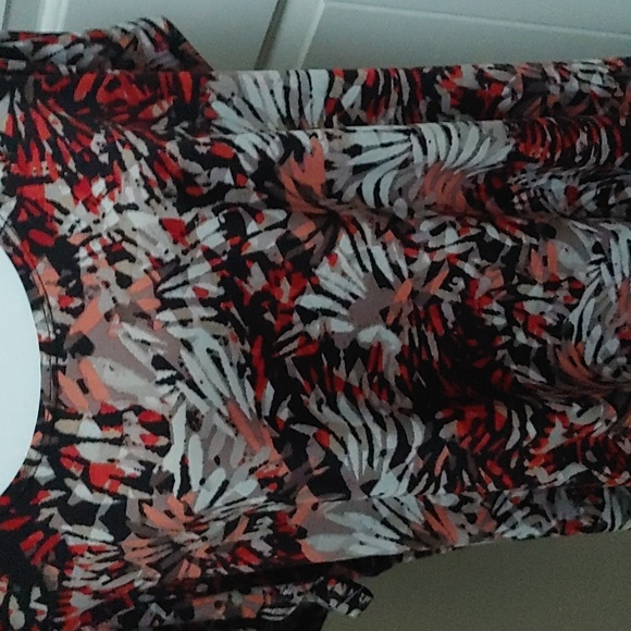 Creations Las Vegas plus size colorful stretchy red, black, orange top - Picture 4 of 11